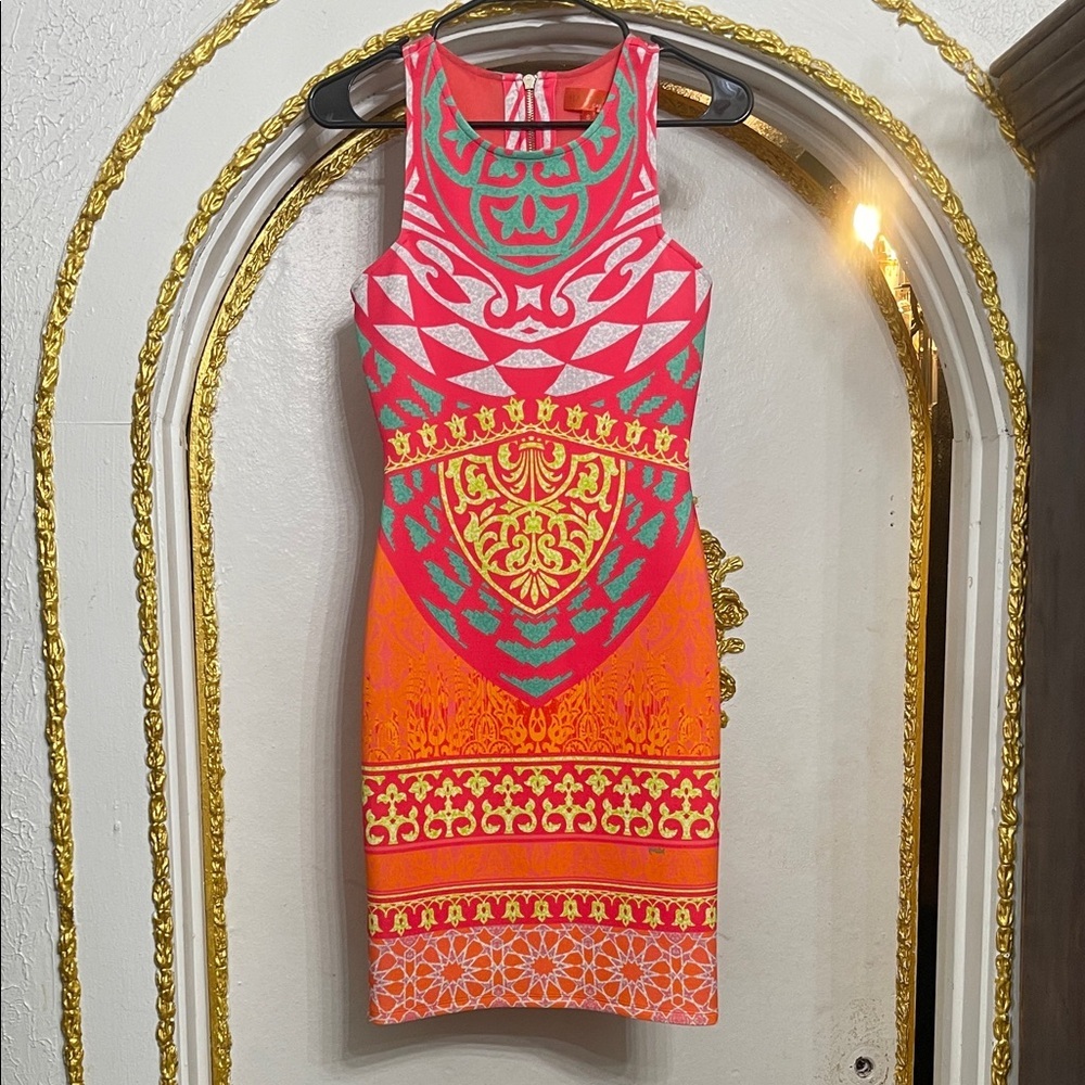 Hale Bob Cabana Dress Small | Vibrant Print Sleeveless Bodycon Lined Size S - Picture 2 of 8